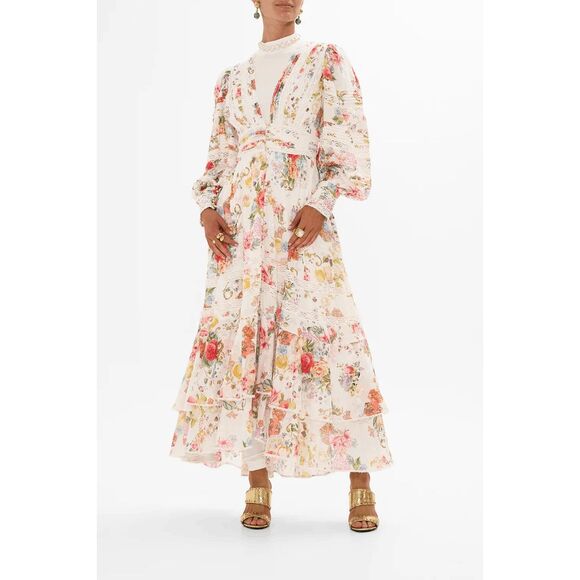 Camilla button front dress with lace insert detail Size XL $999 - Picture 1 of 12